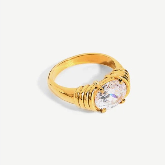 18K Gold Plated Ancient Heirloom Ring*White Topaz Swarovski Cubic Zirconia*JD - Picture 4 of 6